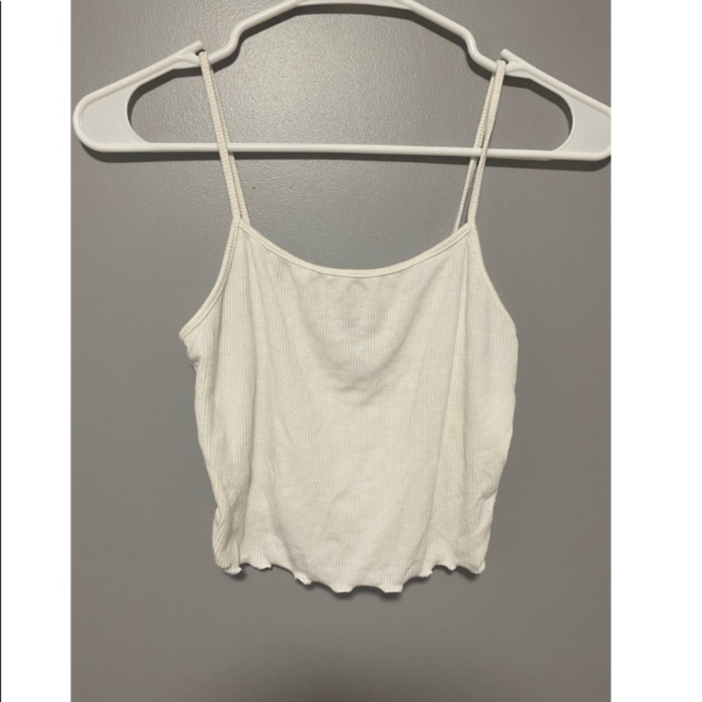 White Ribbed Publix Cropped Lettuce Edge Tank